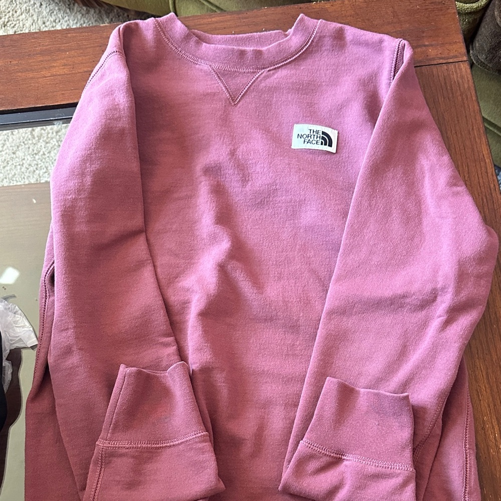 The North Face Rose Pink Crewneck Sweatshirt with Chest Logo Patch